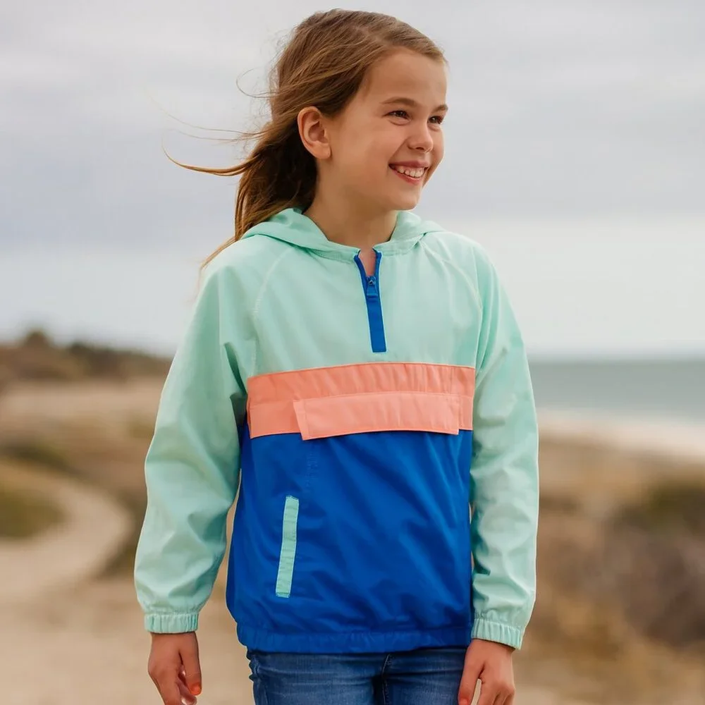 Cat & Jack Kids Colorblock Hoodie Windbreaker Jacket Girls M(8/10) Pull On